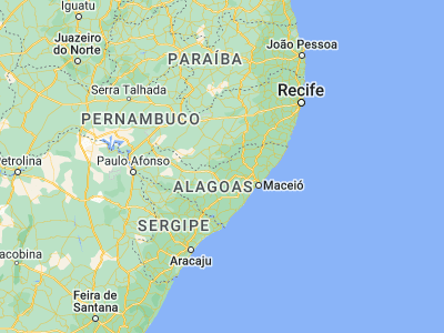 Map showing location of Quebrangulo (-9.31889, -36.47111)