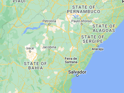 Map showing location of Queimadas (-10.97833, -39.62639)