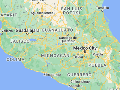 Map showing location of Queréndaro (19.88402, -100.94932)