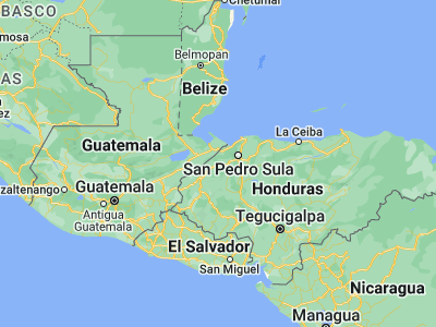 Map showing location of Quimistán (15.35, -88.4)