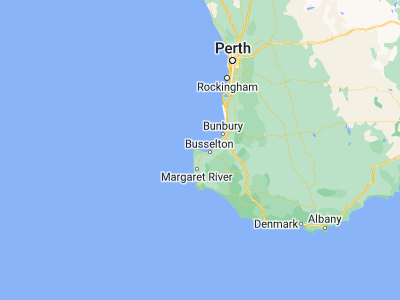 Map showing location of Quindalup (-33.62906, 115.1223)
