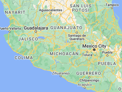 Map showing location of Quiroga (19.66499, -101.52426)