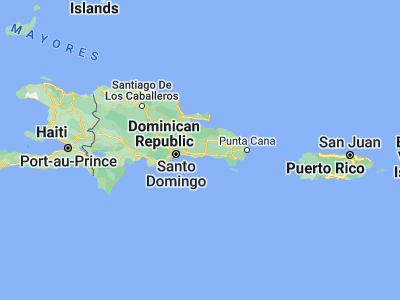 Map showing location of Quisqueya (18.55542, -69.40814)