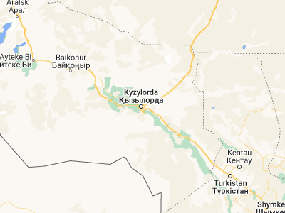 Map showing location of Qyzylorda (44.85278, 65.50917)