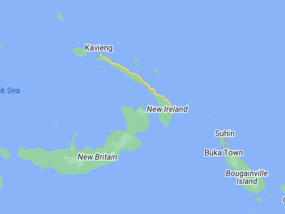 Map showing location of Rabaul (-4.19671, 152.17215)