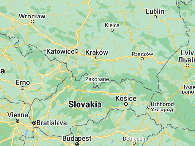 Map showing location of Rabka-Zdrój (49.60889, 19.96654)