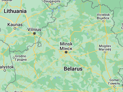 Map showing location of Radashkovichy (54.1554, 27.2412)