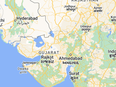 Map showing location of Rādhanpur (23.83238, 71.6047)
