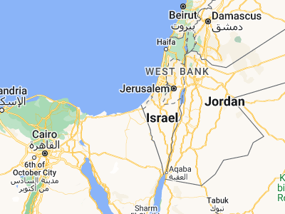 Map showing location of Rafaḩ (31.287, 34.25952)