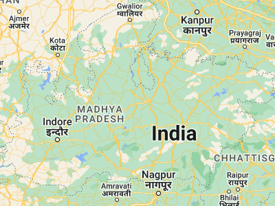 Map showing location of Rāhatgarh (23.78816, 78.39411)