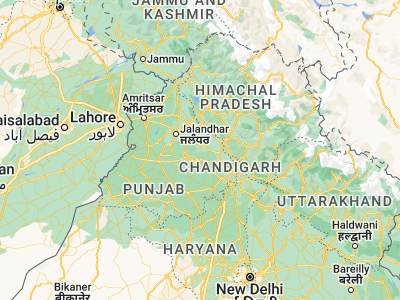 Map showing location of Rāhon (31.05275, 76.11907)