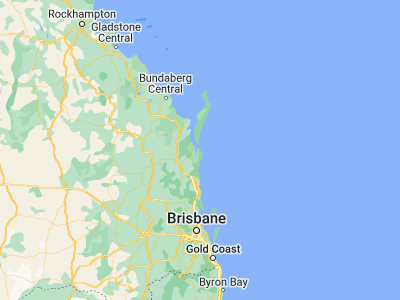 Map showing location of Rainbow Beach (-25.90432, 153.09174)