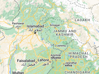 Map showing location of Rājauri (33.37541, 74.30838)