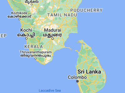 Map showing location of Ramanathapuram (9.37158, 78.83077)