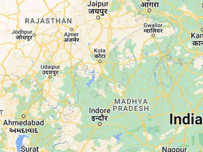 Map showing location of Rāmganj Mandi (24.64648, 75.94325)