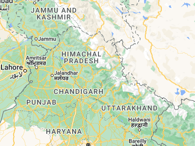 Map showing location of Rāmpur (31.44923, 77.62924)