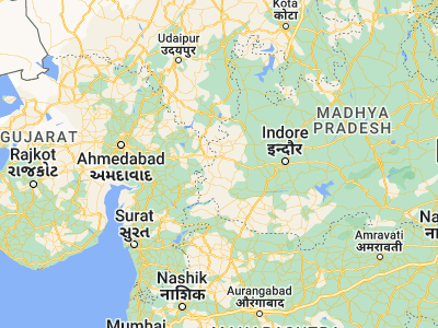 Map showing location of Rānapur (22.65, 74.53333)