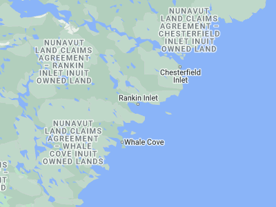 Map showing location of Rankin Inlet (62.81732, -92.08324)
