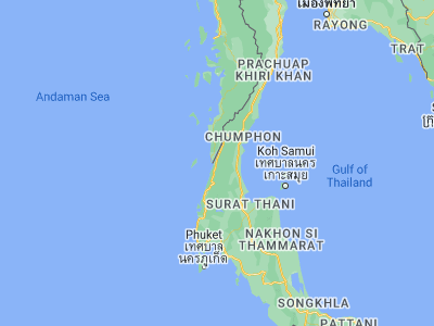 Map showing location of Ranong (9.96583, 98.63476)