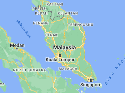 Map showing location of Raub (3.7899, 101.857)