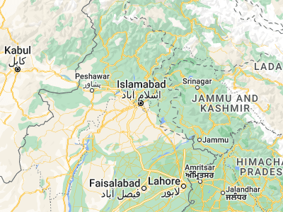 Map showing location of Rāwalpindi (33.6007, 73.0679)
