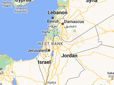 Map showing location of Raymūn (32.28339, 35.82532)