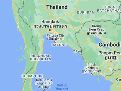 Map showing location of Rayong (12.68095, 101.25798)