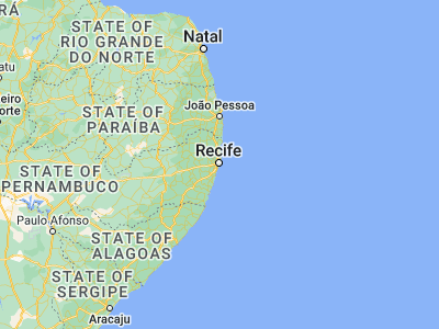Map showing location of Recife (-8.05389, -34.88111)