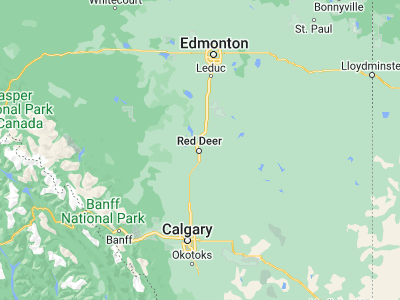 Map showing location of Red Deer (52.26682, -113.802)