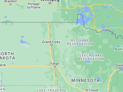 Map showing location of Red Lake Falls (47.88219, -96.27421)