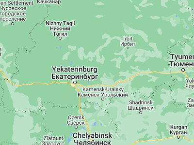 Map showing location of Reftinskiy (57.09013, 61.67692)