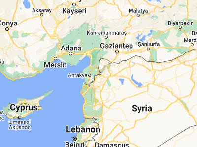 Map showing location of Reyhanlı (36.26917, 36.56722)