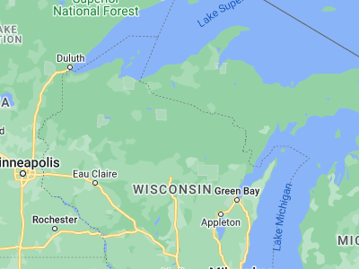 Map showing location of Rhinelander (45.63662, -89.41208)