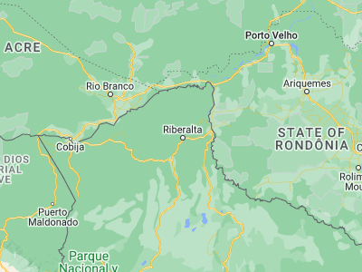 Map showing location of Riberalta (-10.98333, -66.1)