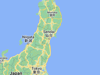 Map showing location of Rifu (38.32361, 140.97444)
