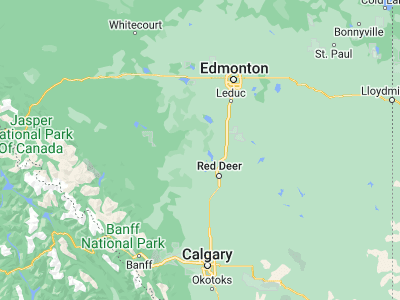 Map showing location of Rimbey (52.6334, -114.23532)