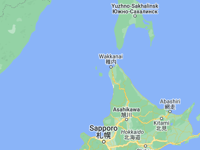 Map showing location of Rishiri Town (45.15928, 141.19629)