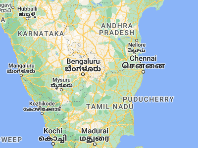 Map showing location of Robertsonpet (12.96667, 78.28333)