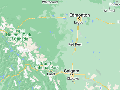 Map showing location of Rocky Mountain House (52.36683, -114.9188)