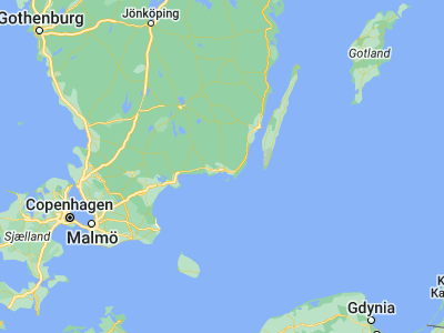 Map showing location of Rödeby (56.25, 15.6)