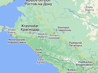 Map showing location of Rodnikovskaya (44.76444, 40.66556)