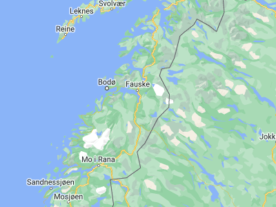 Map showing location of Rognan (67.09528, 15.38778)