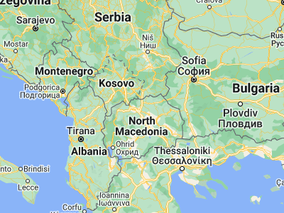 Map showing location of Романовце (42.09472, 21.69306)