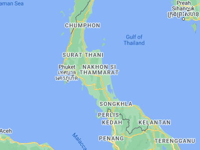 Map showing location of Ron Phibun (8.17911, 99.85425)