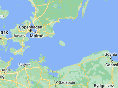 Map showing location of Rønne (55.10091, 14.70664)