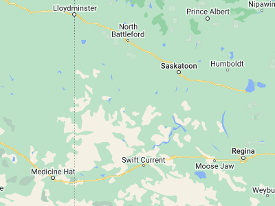 Map showing location of Rosetown (51.5501, -108.00136)