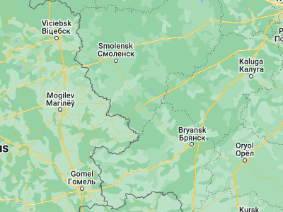 Map showing location of Roslavl’ (53.95278, 32.86389)