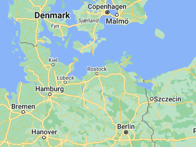 Map showing location of Rostock (54.0887, 12.14049)