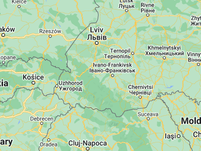 Map showing location of Rozhnyativ (48.93576, 24.16379)