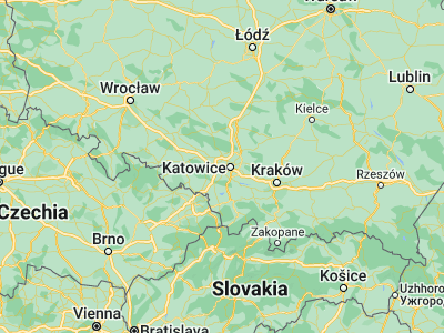 Map showing location of Ruda Śląska (50.2584, 18.85632)